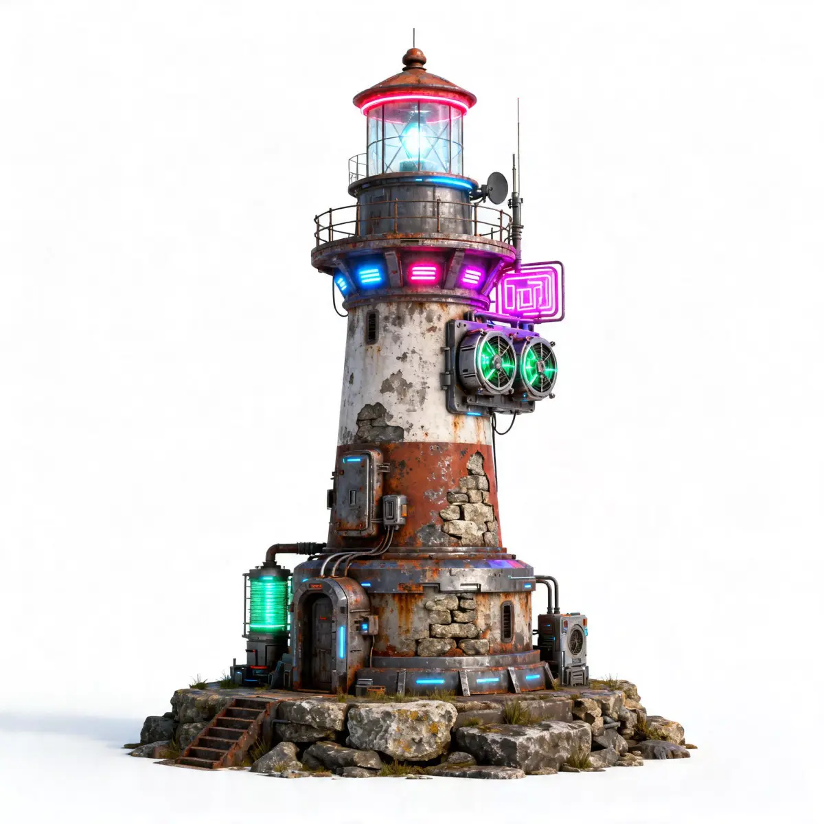 Cyberpunk Scavenger Lighthouse 3D Model Low-poly 3D model