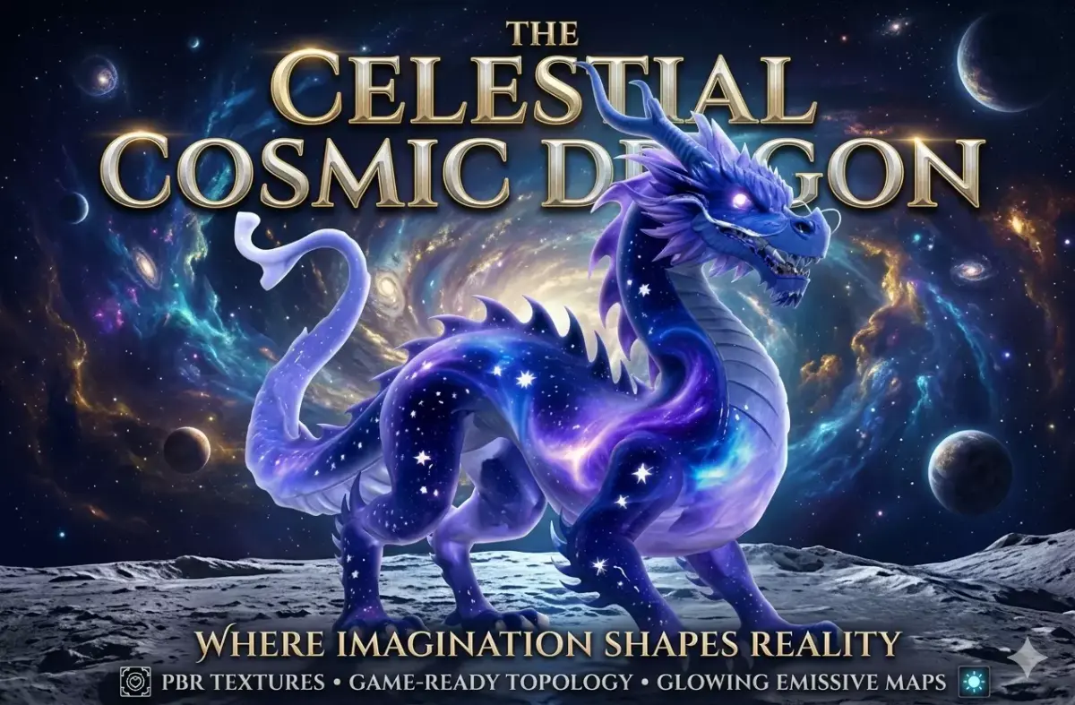 Celestial Cosmic Dragon - Mythical Galaxy Beast 3D model