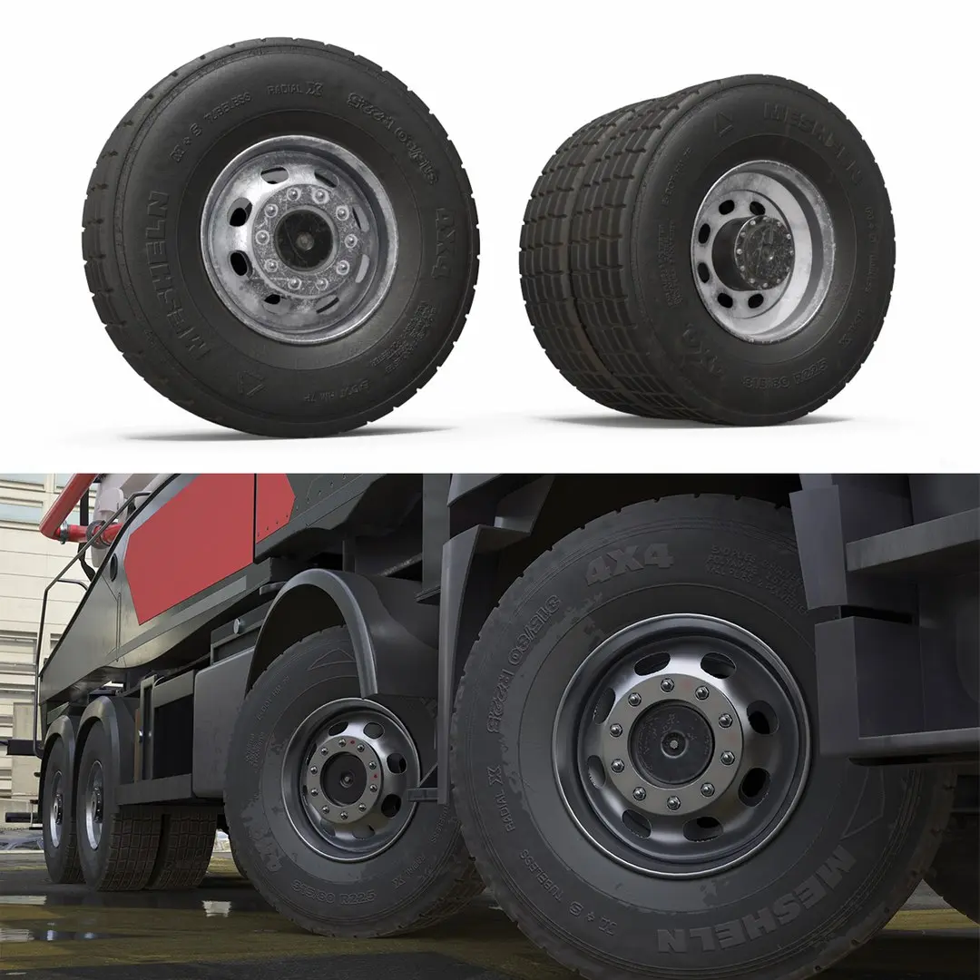 Heavy Duty Truck Wheel Set Black 3D model