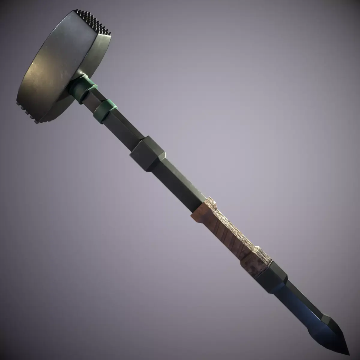 Old brutal sledgehammer Low-poly 3D model