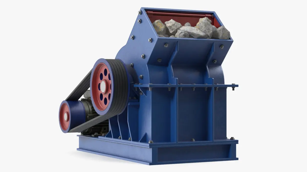 Industrial Belt Hammer Mill with Stones 3D model