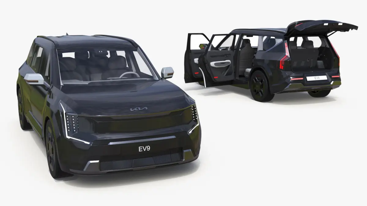 KIA EV9 Luxury SUV Black Rigged 3D model