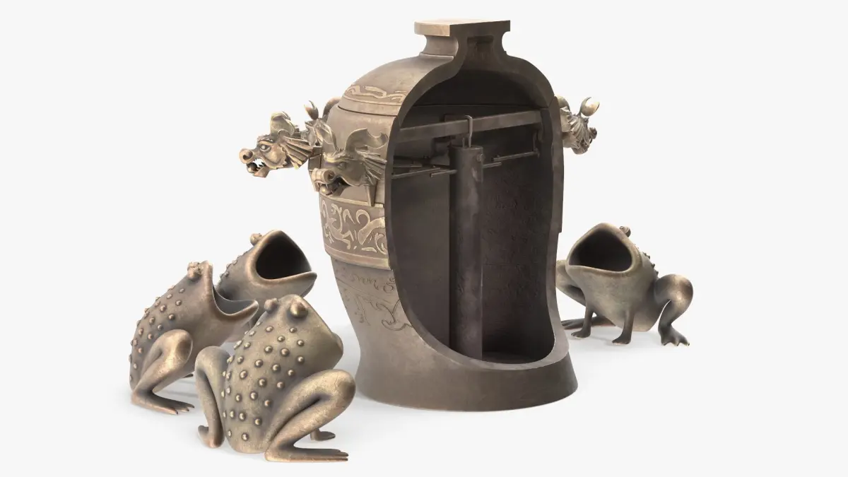 Ancient Chinese Seismograph Cutaway View 3D model