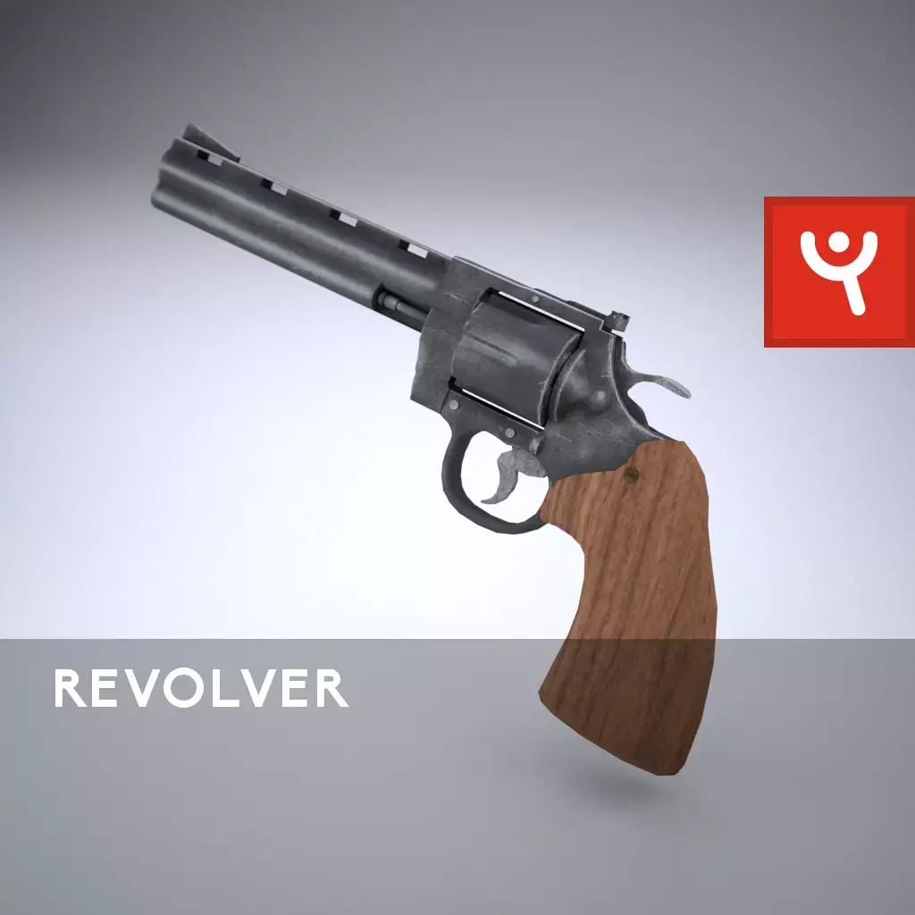 Revolver Low-poly 3D model 20