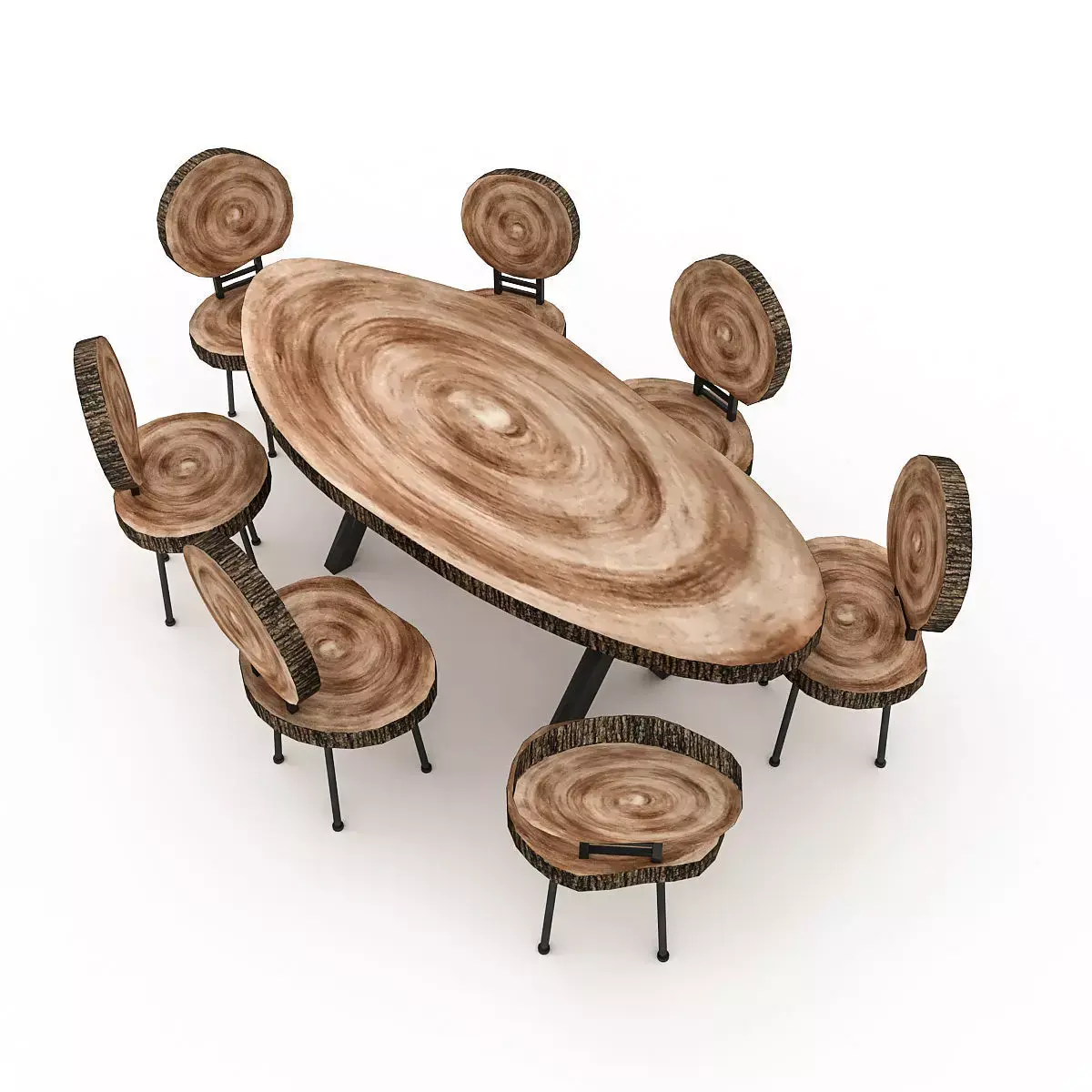 Wooden Garden Furniture 05 Low-poly 3D model