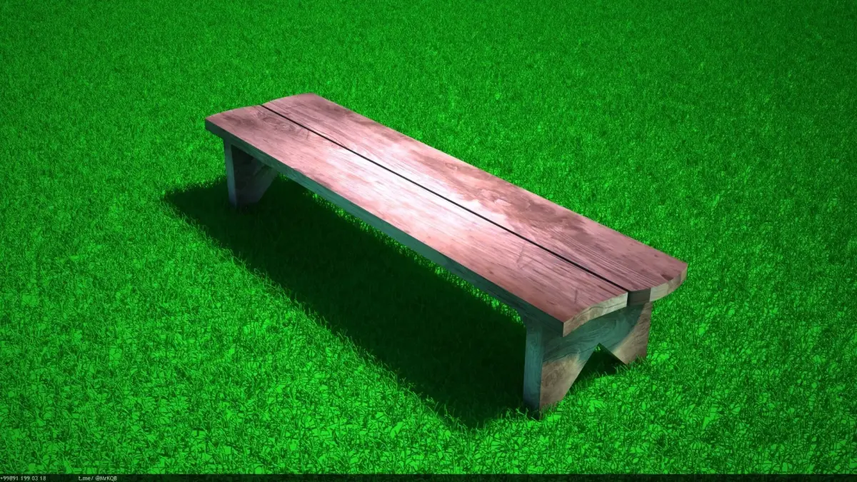bench wooden on grass 3D model