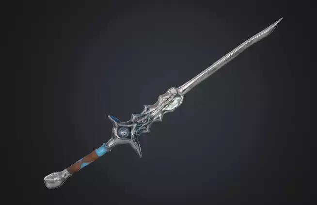 Stylized Fantasy Curved Sword - Low Poly Game Ready PBR Low-poly 3D model