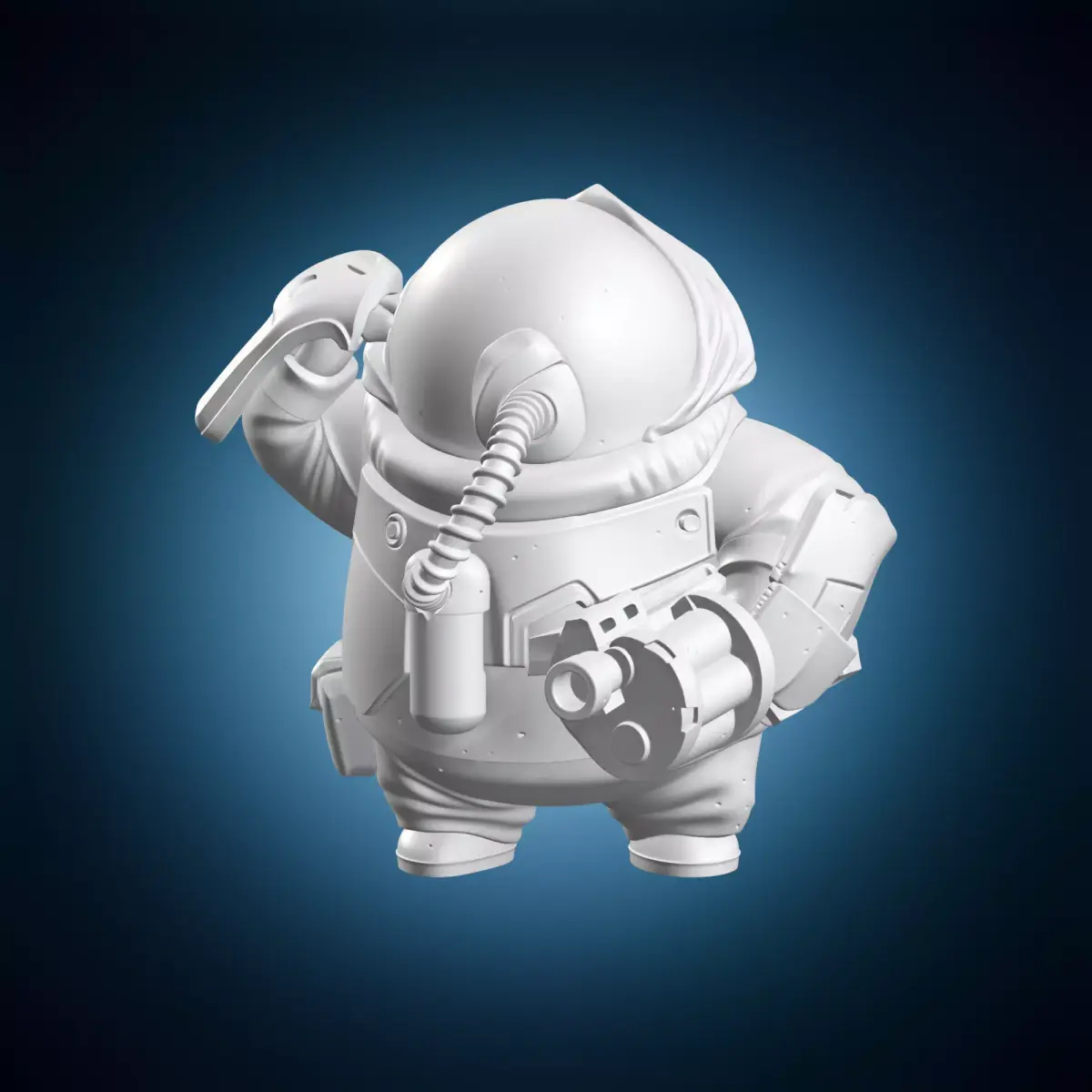 Heavy Armor Sci Fi Trooper with Gatling Gun 3D print model