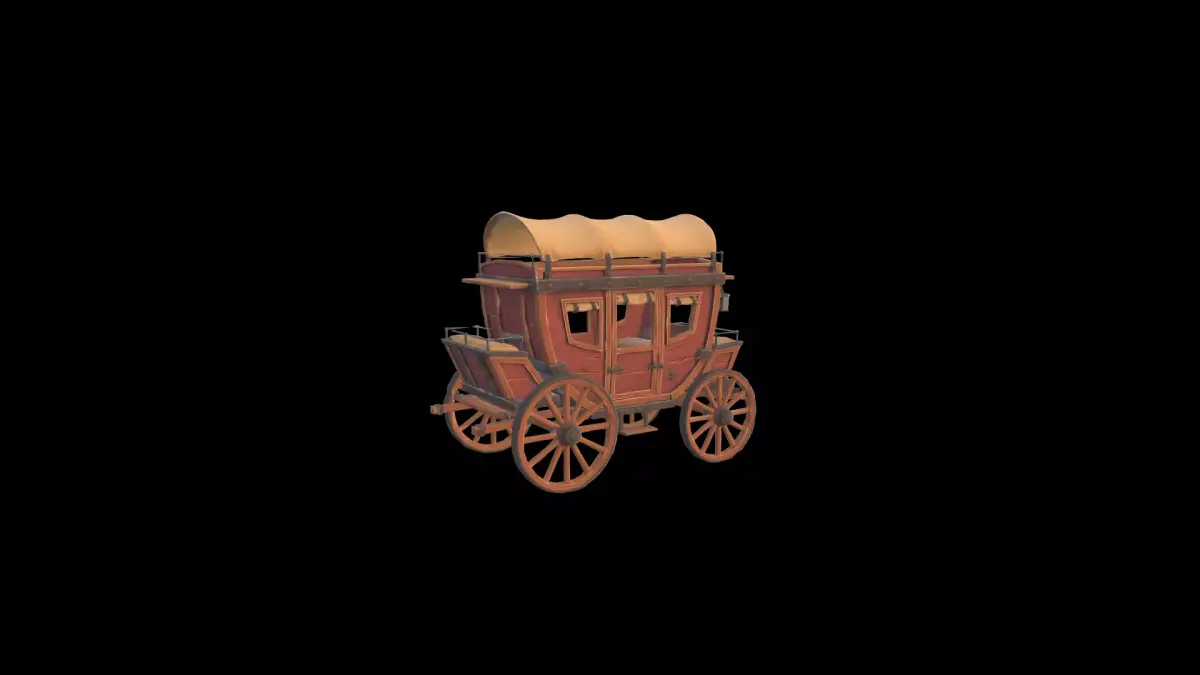 Low Poly Stylized Fantasy Stagecoach - PBR Low-poly 3D model