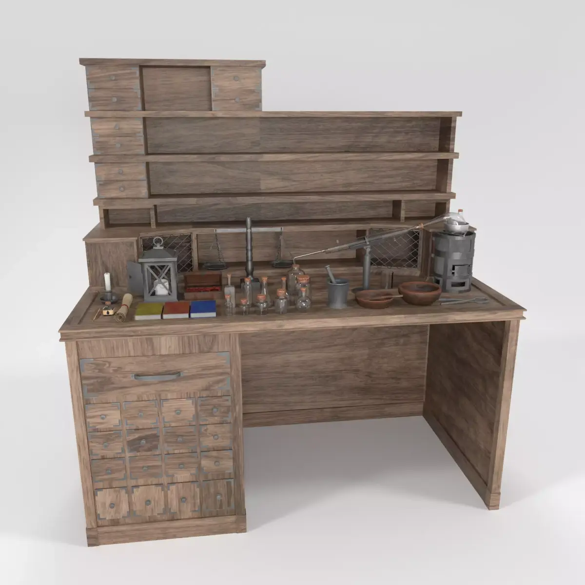 Medieval Alchemist Set Free low-poly 3D model