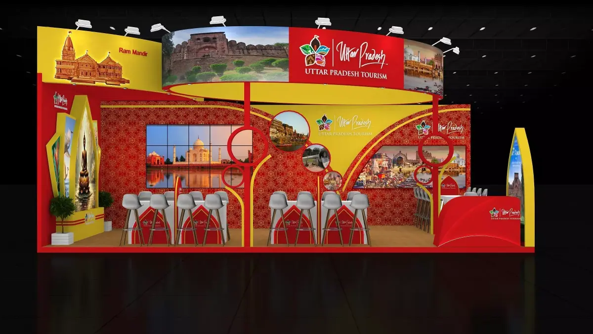 9mtr x 5mtr expo stall 2side open Exhibition Stand Design Free low-poly 3D model