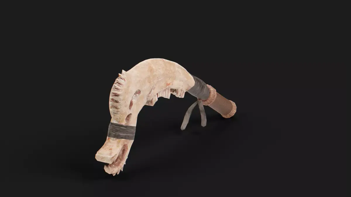 Ancient Fantasy Jawbone Club Low-poly 3D model