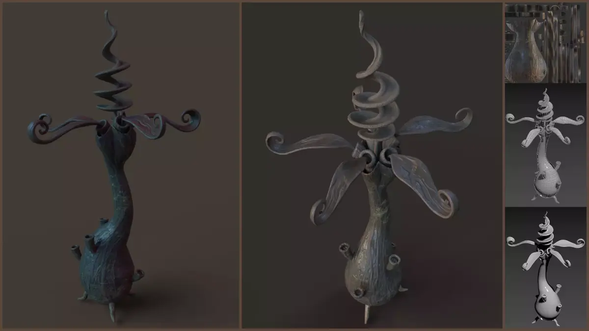 Stylized Fantasy Spiral Flower Low-poly 3D model