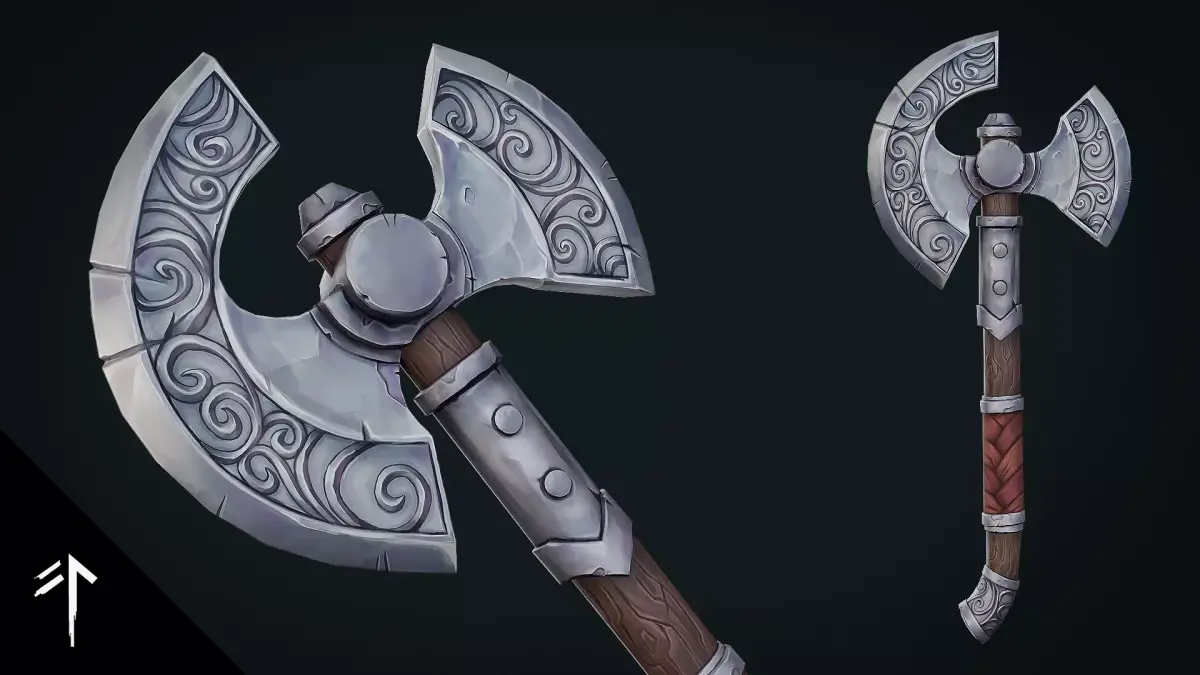 Stylized Fantasy Axe - Game Ready Hand Painted Weapon Low-poly 3D model