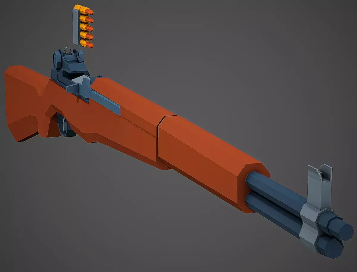Stylized M1 Garand Low Poly Mobile Ready Low-poly 3D model