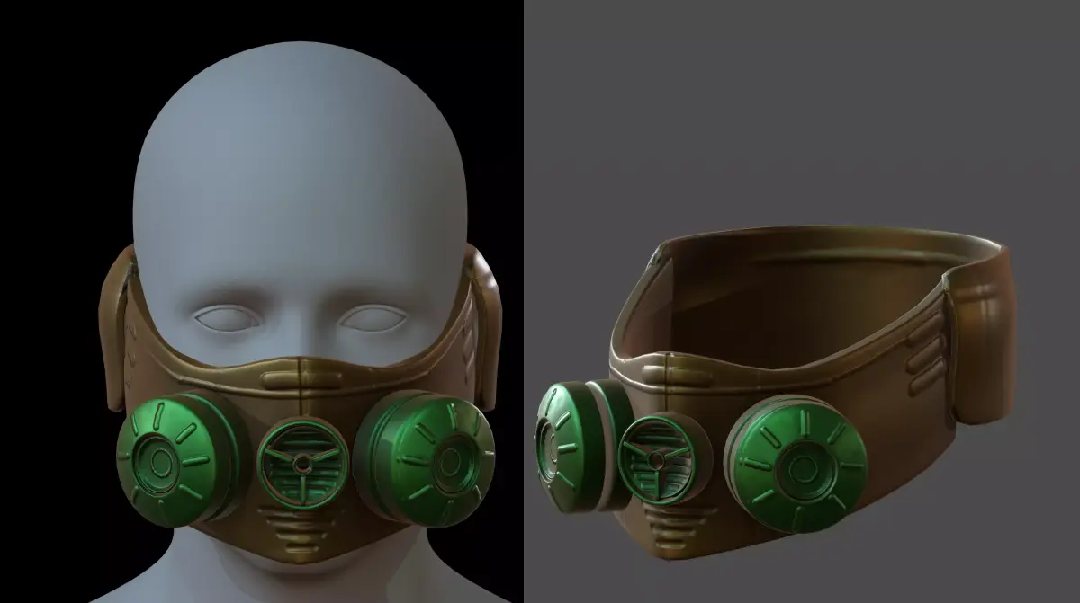 Gas mask helmet 3d model scifi Low-poly  Low-poly 3D model 550