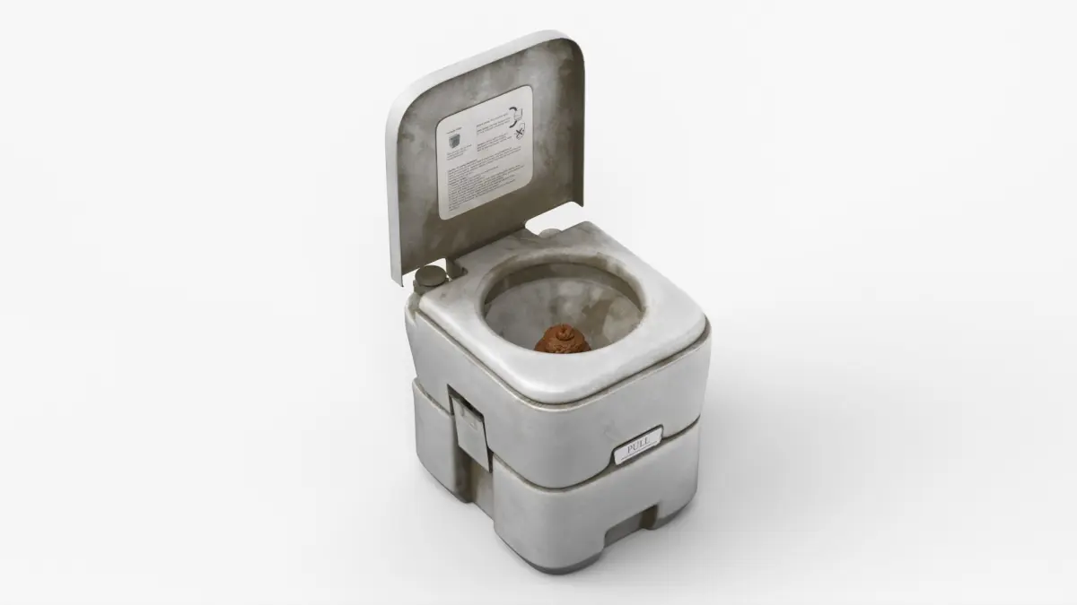 Unclean Outdoor Toilet System with Shit 3D model
