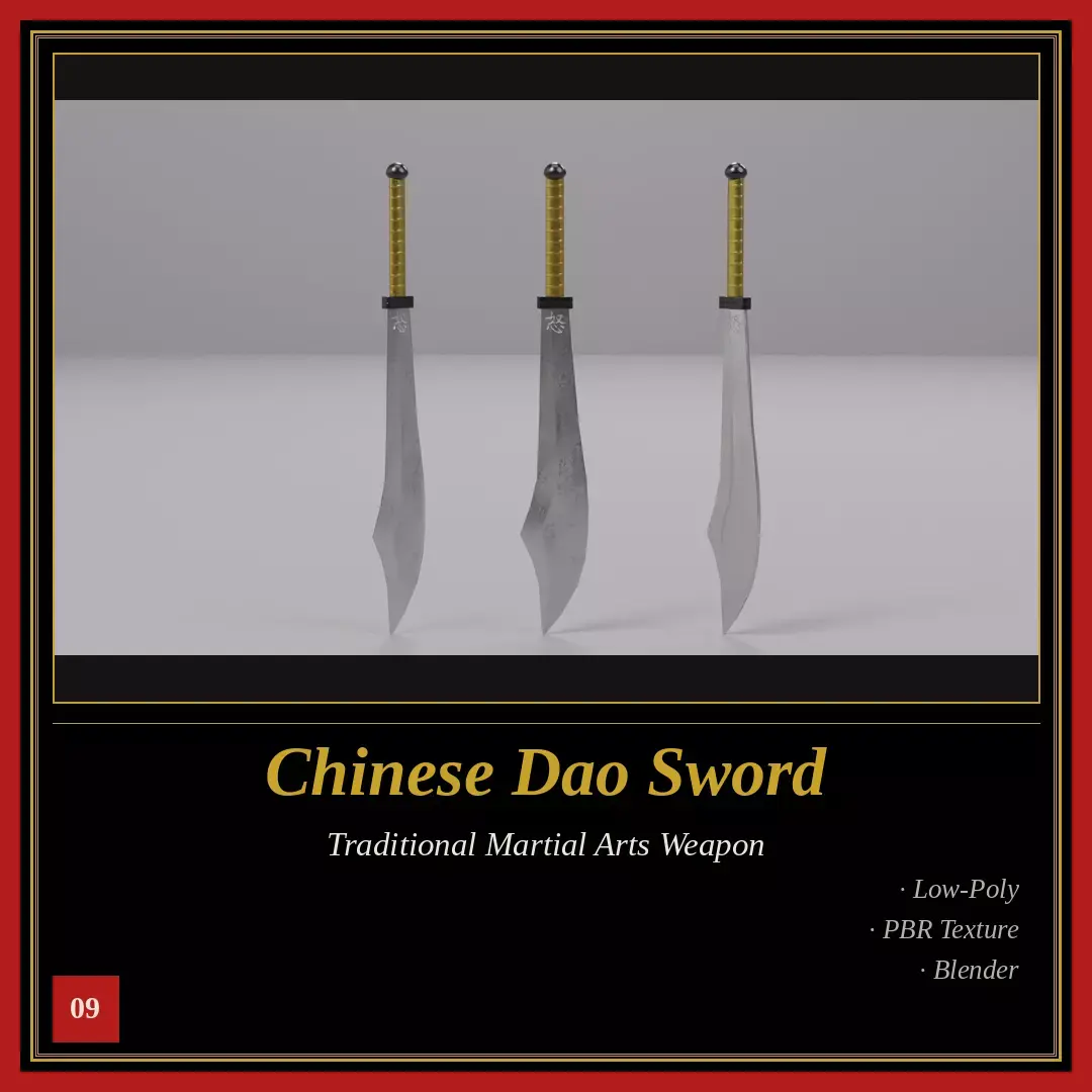 Chinese Dao Sword - Traditional Martial Arts Weapon 09 Low-poly 3D model