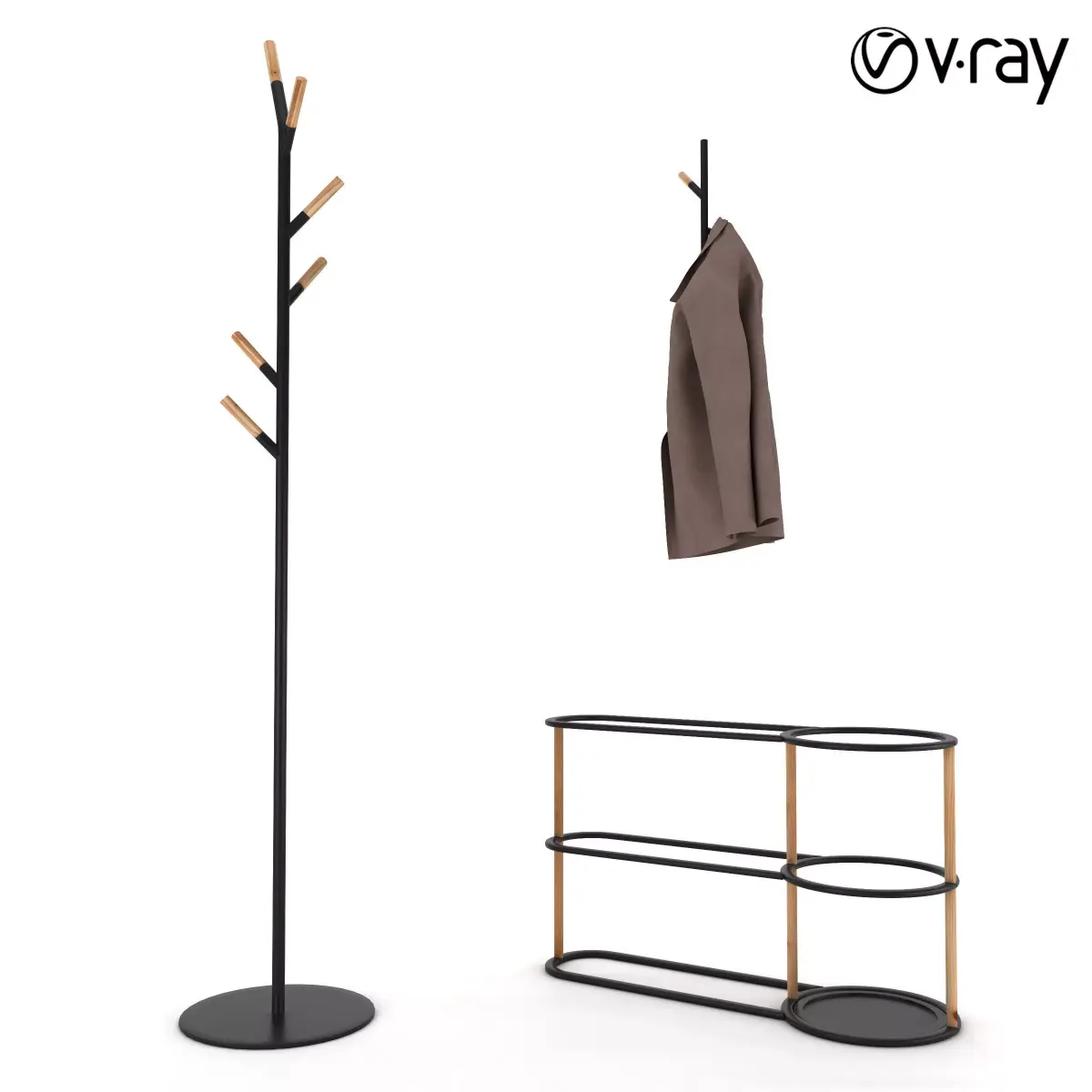hanger two coat racks and coat stand Free 3D model