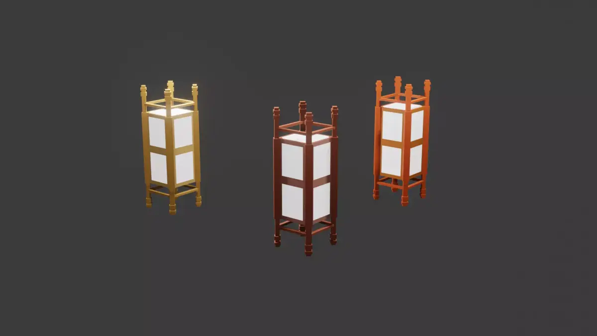 Low Poly  japanese lamp model Free low-poly 3D model