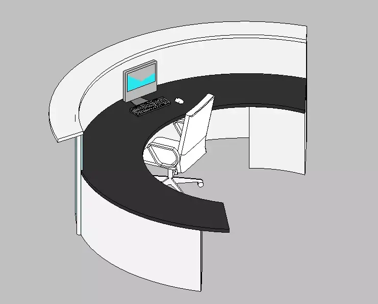 Modern Curved Reception Desk  Revit Family RFA 3D model