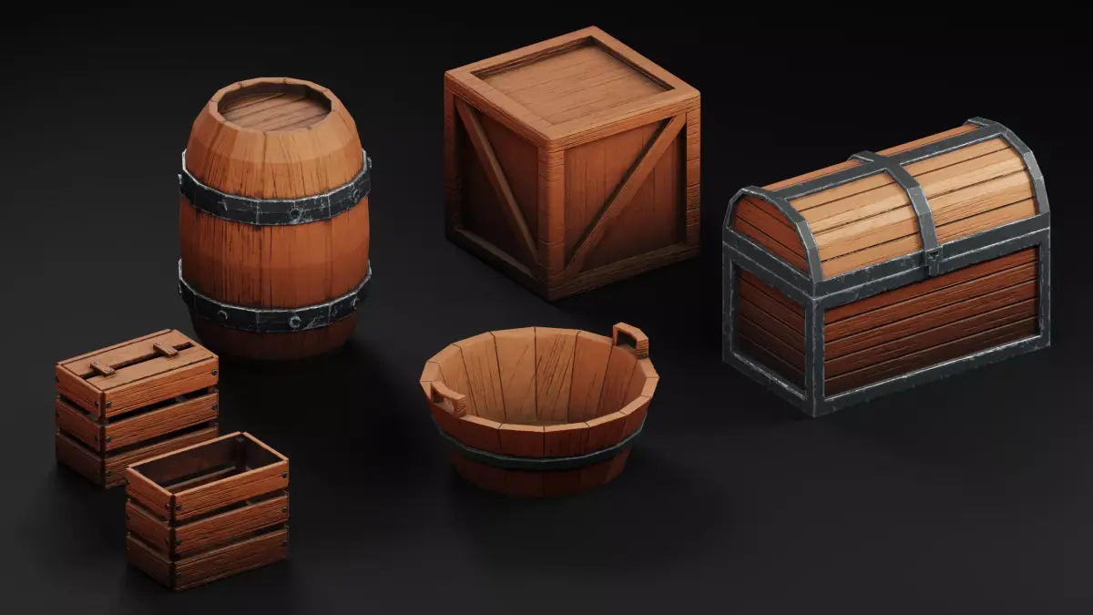 Prop Set 1 Low-Poly Stylized - Container Free low-poly 3D model
