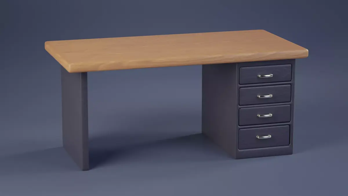 Stylized Office Desk Free 3D model