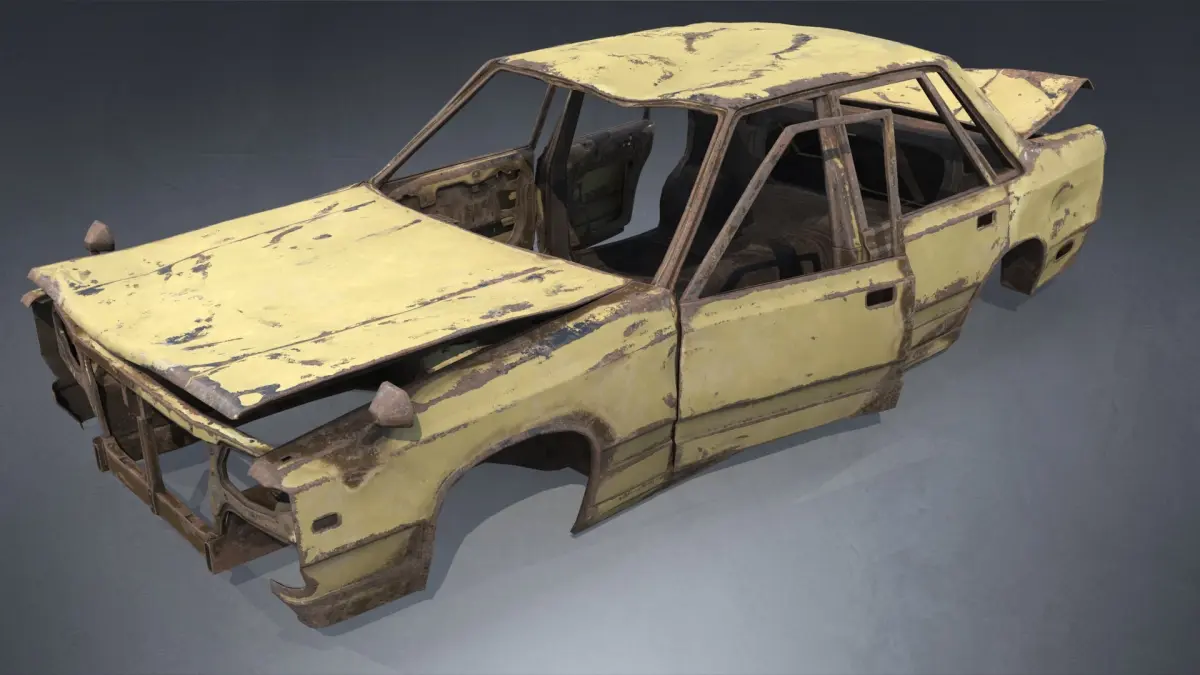 Abandoned Rusty Car PBR 3D model