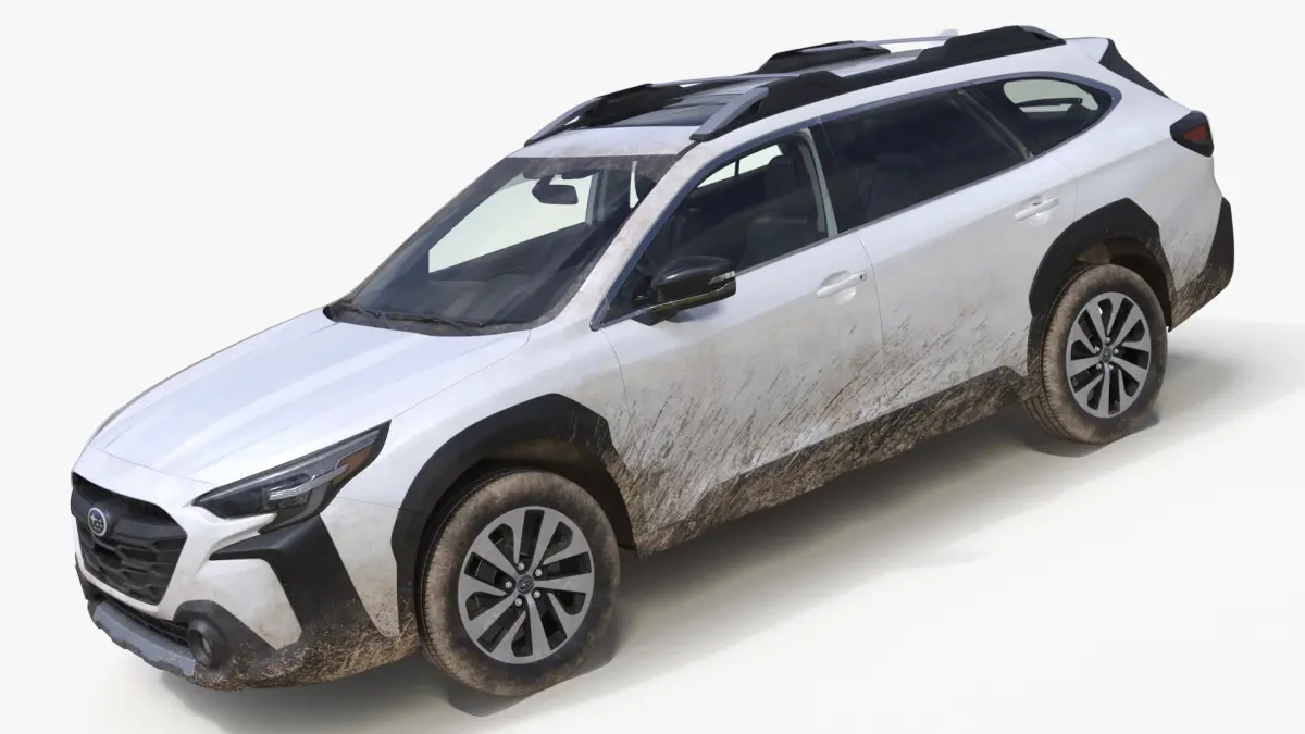White Subaru Outback 2025 Dirty 3D model