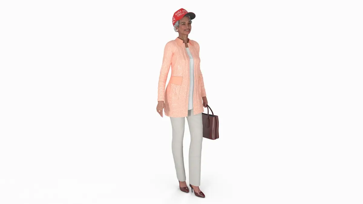 Chinese Grandma Everyday Style in Trump Hat 3D model