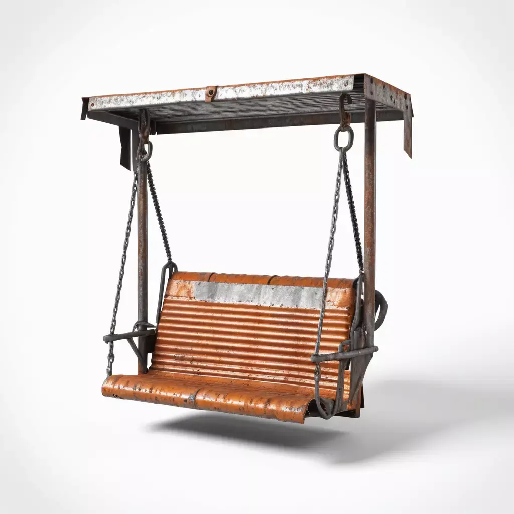 Rusty Corrugated Metal Garden Swing 3D model