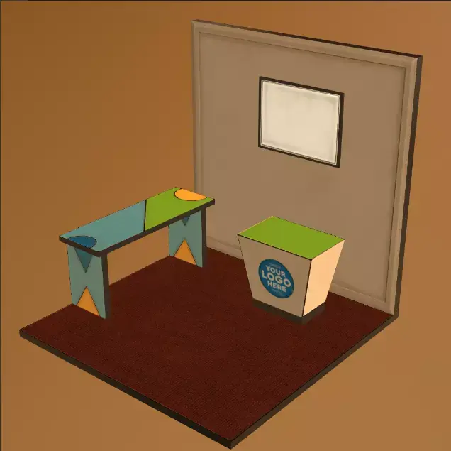 Simple booth Low-poly 3D model