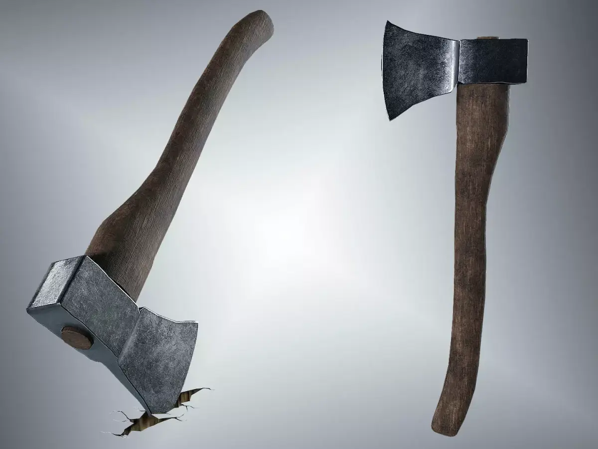 Wooden Handle Axe Low-poly 3D model