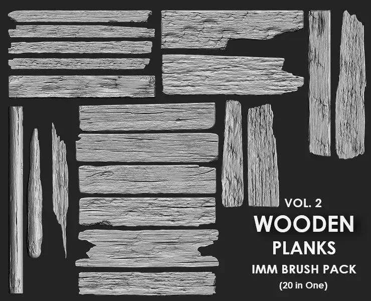 Wooden Plank IMM Brush Pack 20 in One Vol2 3D model