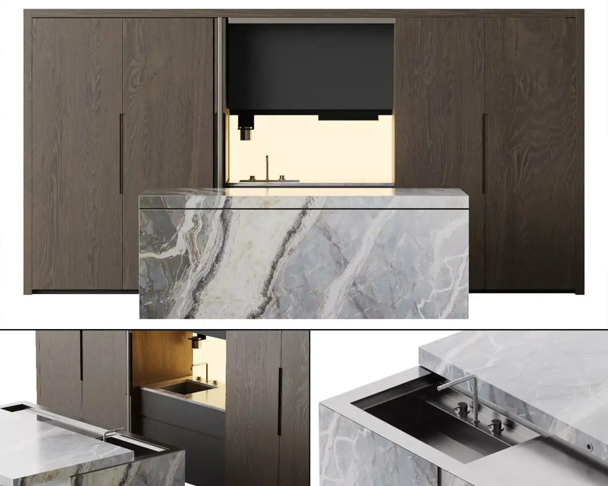 Kitchen with island by Nero Cucine 3D model