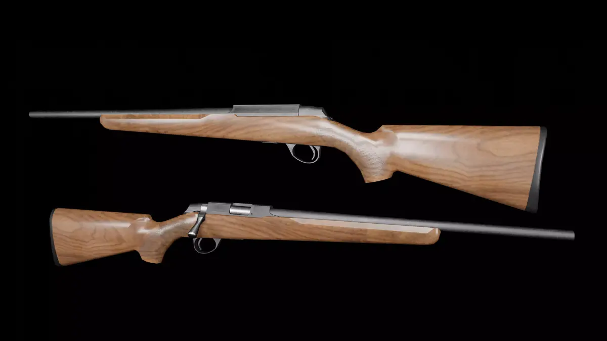 Low Poly 22 LR Hunting Rifle Game Ready Low-poly 3D model