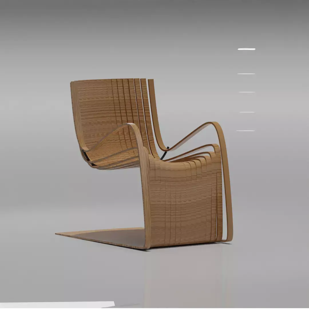 Modern Parametric Bentwood Cantilever Chair  Free 3D model