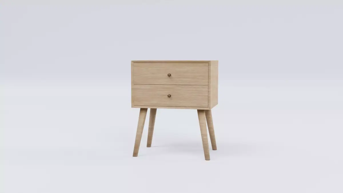 Simple wooden bedside cabinet dresser Free 3D model