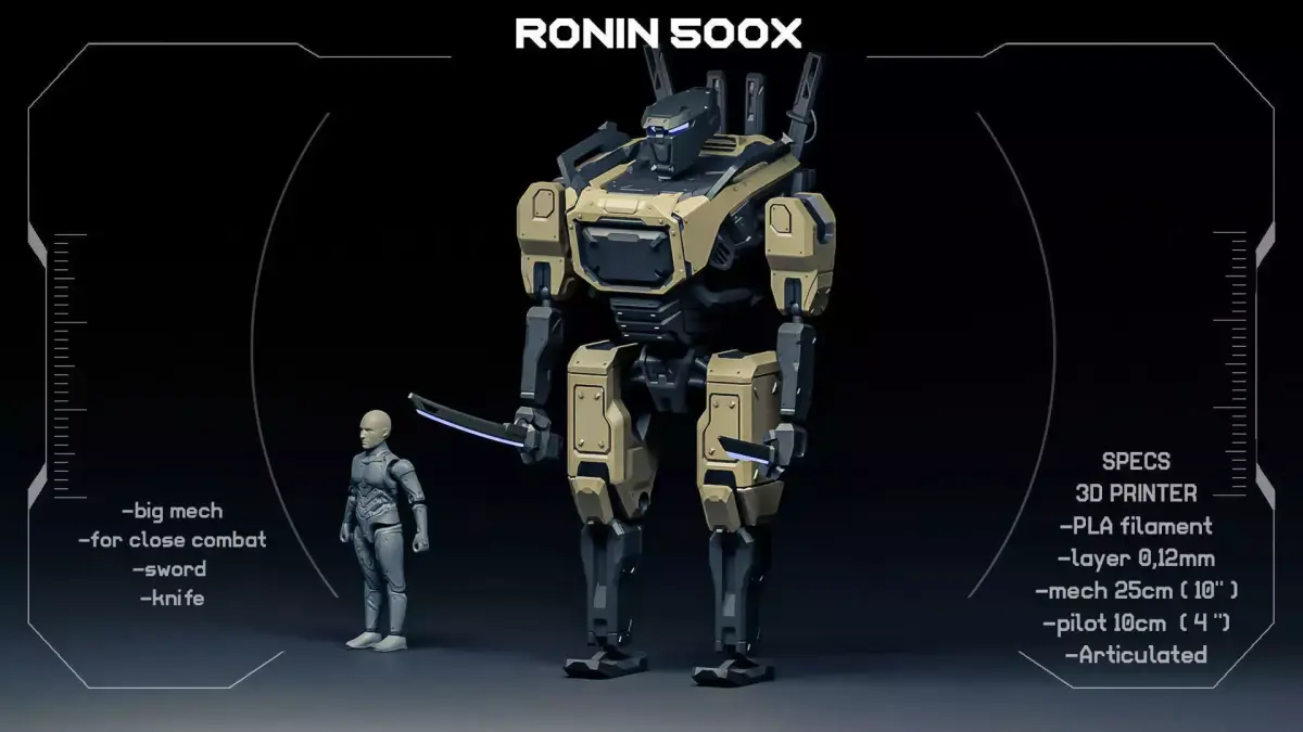 Ronin 500X Mech Samurai 3D print model purchase