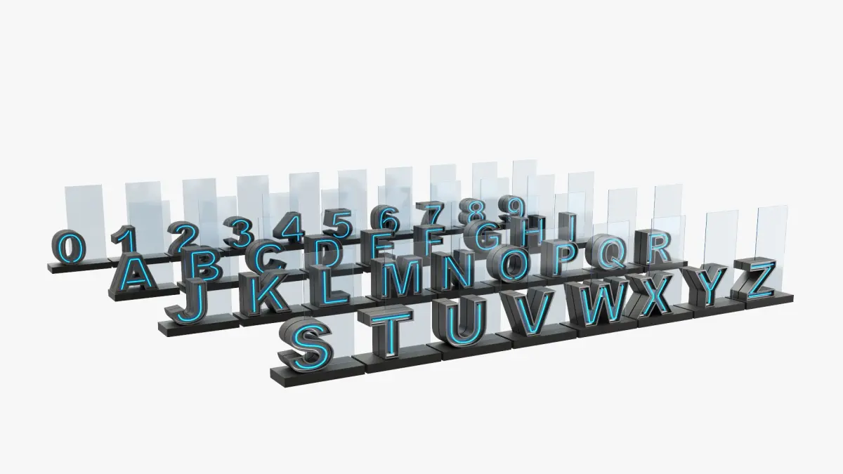 Neon Information Signage 3D model