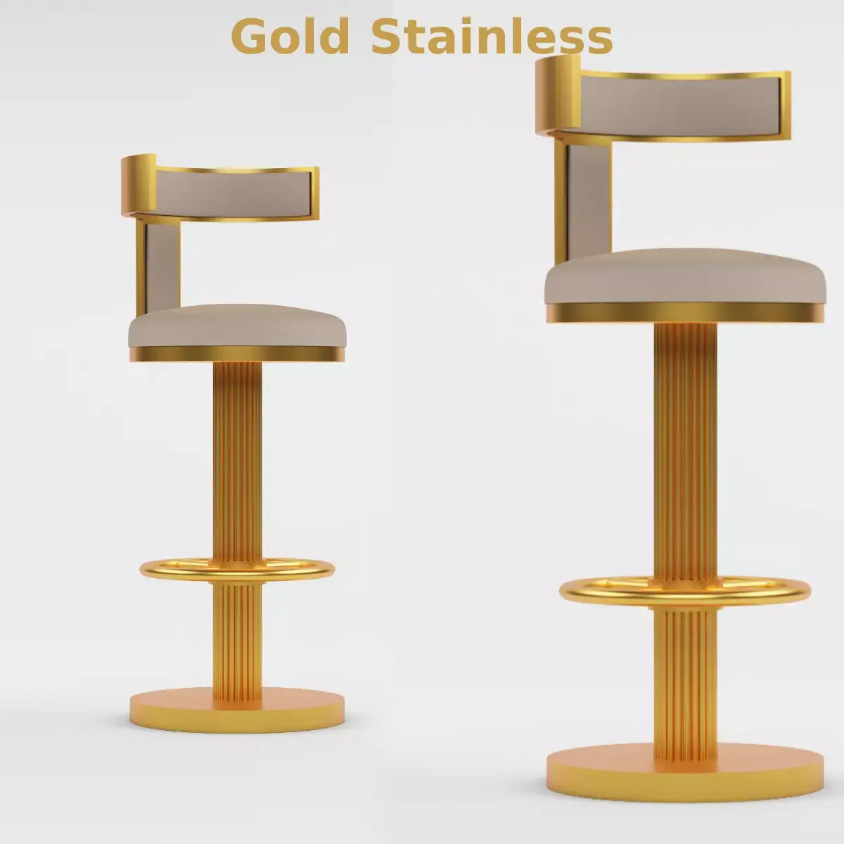 gold stainless steel high bar tool chair Free 3D model