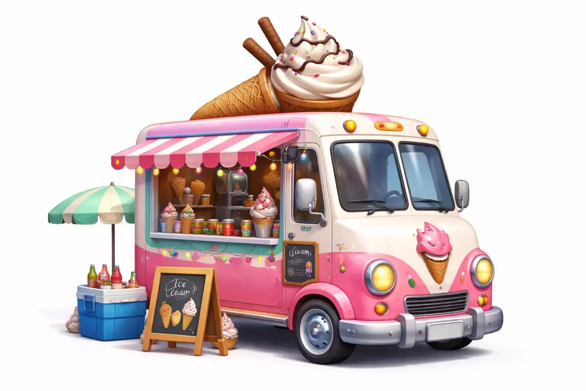 Cartoon Ice Cream Truck Stylized Food Truck Vehicle 3D Model 3D print model purchase
