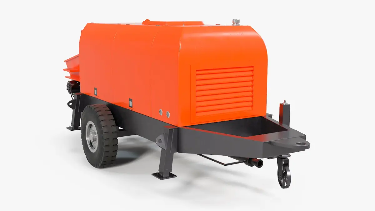 Portable Concrete Pump on Wheeled Chassis 3D model