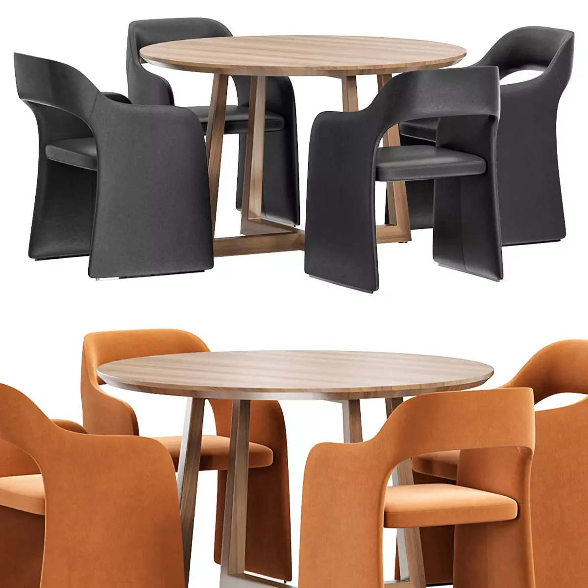 Echo Petite Chair and Vessel Round Table Low-poly 3D model