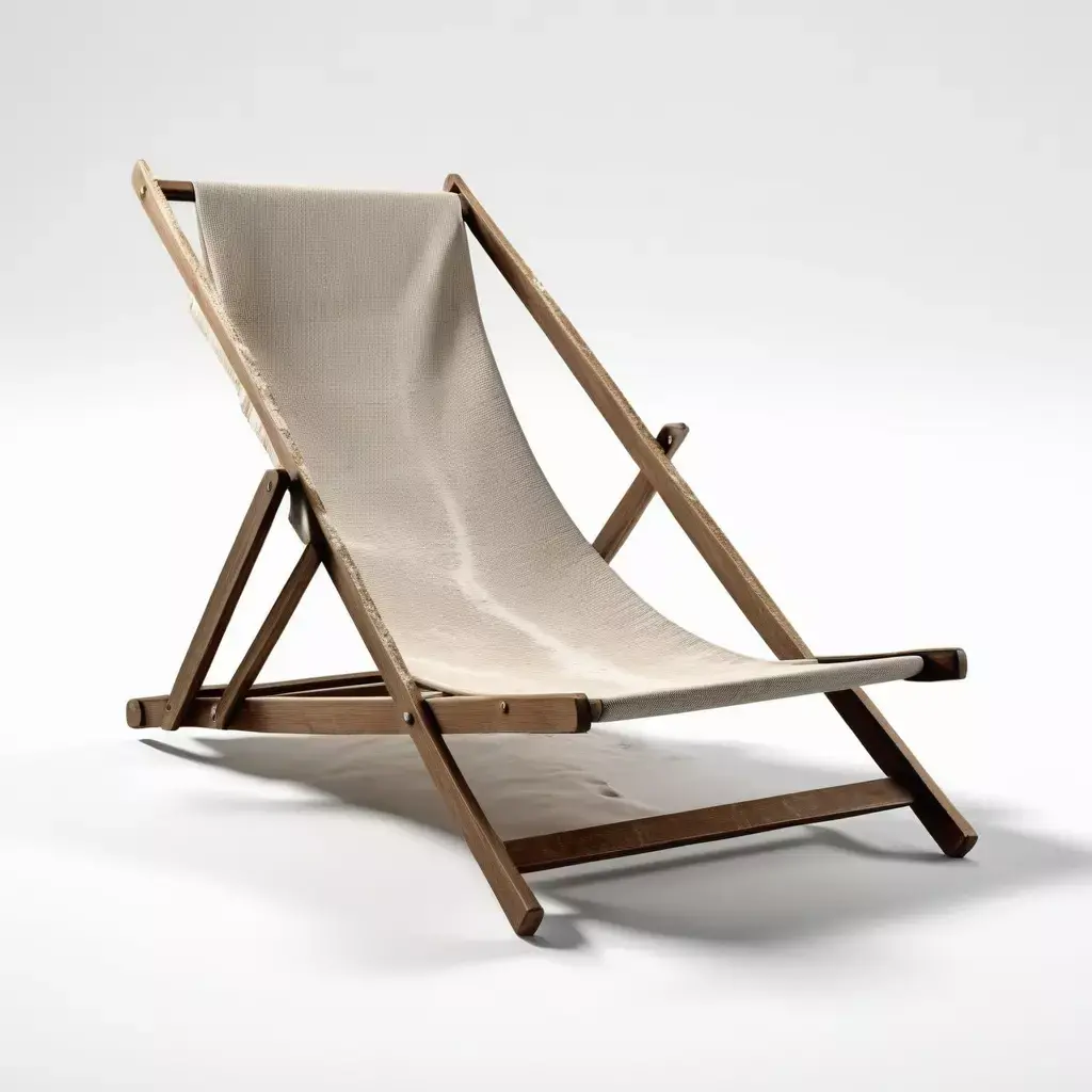 Folding Wooden Deck Beach Chair 3D model