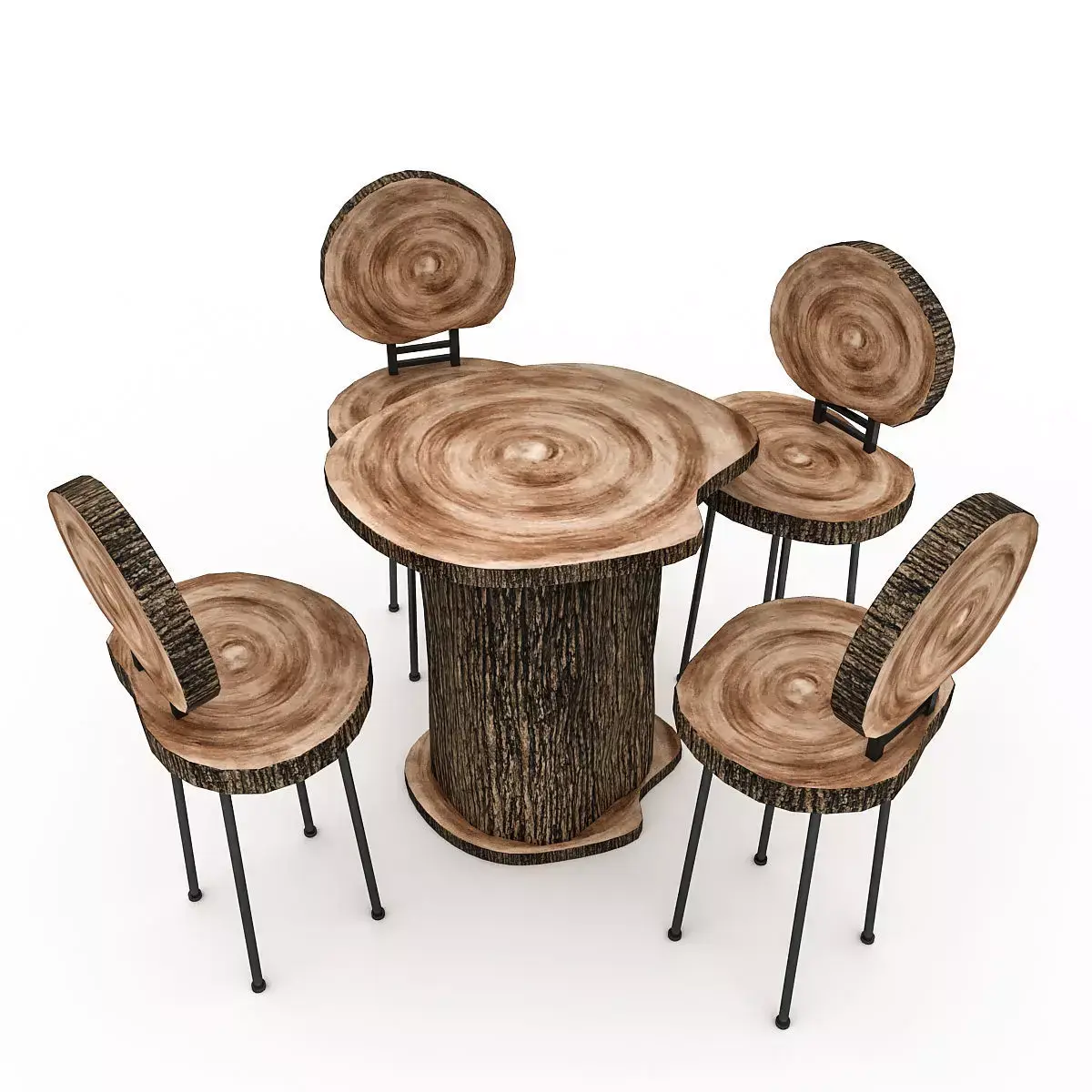 Wooden Garden Furniture 04 Low-poly 3D model