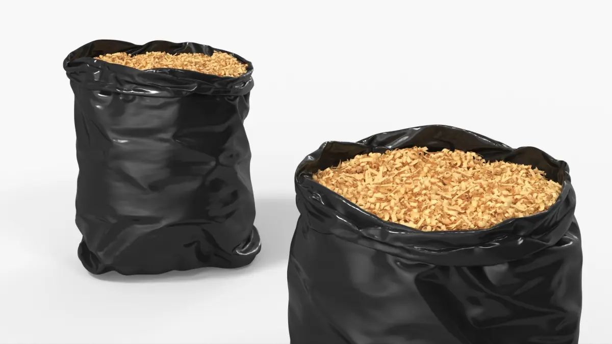 Wood Shavings in Plastic Bag Natural 3D model