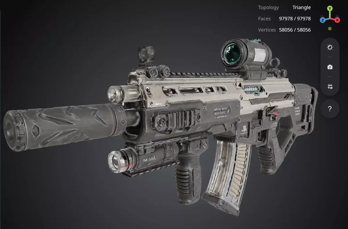 Futuristic Rifle Gun 3D model 4