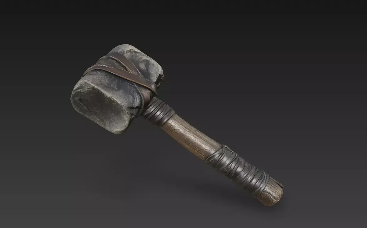 Medieval Stone War Hammer 3D model