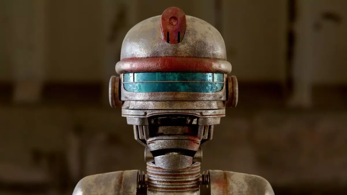Robohead robot wearing helmet Low-poly 3D model
